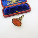 Georgian 9ct Yellow Carved Agate Floral Seal Intaglio Fob c1800 Antique