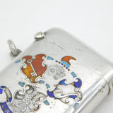 Edwardian Sterling Silver Enamel French Battleship 'Liberté' Vesta Case Antique 1904 Birmingham