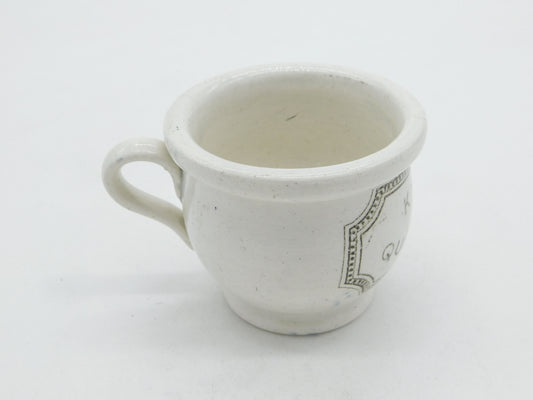 Georgian Creamware Glazed Teacup 'Kiss Me Quick And Go' Antique c1800