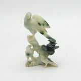 19th Century Chinese Carved Jade Bird & Floral Group Ornament Antique c1880