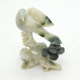 19th Century Chinese Carved Jade Bird & Floral Group Ornament Antique c1880