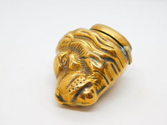 Victorian Brass Novelty Lion Head Vesta Case Antique c1860