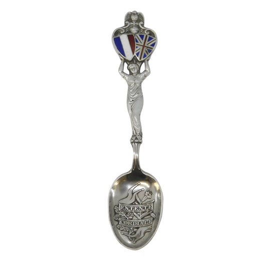 Edwardian Sterling Silver Enamel 'Entente Cordiale' Spoon Antique 1907 Chester