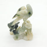 19th Century Chinese Carved Jade Bird & Floral Group Ornament Antique c1880