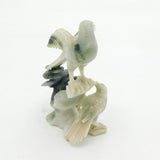 19th Century Chinese Carved Jade Bird & Floral Group Ornament Antique c1880