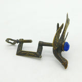 Victorian French Brass Flying Dove Bird Pin Cushion Clasp Antique c1860