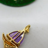 9ct Yellow Gold, Amethyst & Diamond Sailboat Pendant Vintage c1980