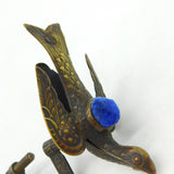 Victorian French Brass Flying Dove Bird Pin Cushion Clasp Antique c1860