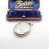 Victorian Sterling Silver Monogram & Floral Motif Locket Pendant Antique c1880