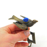 Victorian French Brass Flying Dove Bird Pin Cushion Clasp Antique c1860