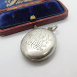 Victorian Sterling Silver Monogram & Floral Motif Locket Pendant Antique c1880