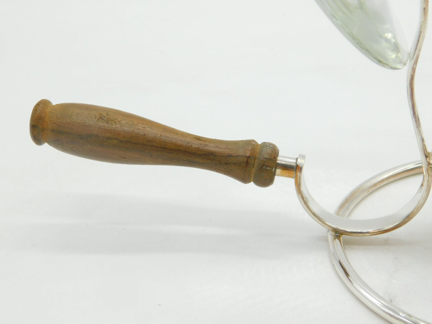 20th Century Italian Silver Plated Wooden Handle Brandy Cognac Warmer Antique c1930