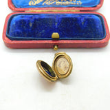 Victorian 9ct Gold Back & Front Blue Enamel Anchor Of Hope Mourning Locket c1880