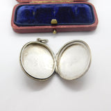 Victorian Sterling Silver Monogram & Floral Motif Locket Pendant Antique c1880