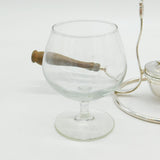 20th Century Italian Silver Plated Wooden Handle Brandy Cognac Warmer Antique c1930