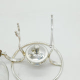 20th Century Italian Silver Plated Wooden Handle Brandy Cognac Warmer Antique c1930