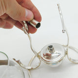 20th Century Italian Silver Plated Wooden Handle Brandy Cognac Warmer Antique c1930