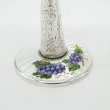 Pair of Sterling Silver Guilloche Enamel Floral Wine Goblets Vintage 1969 Birmingham