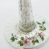 Pair of Sterling Silver Guilloche Enamel Floral Wine Goblets Vintage 1969 Birmingham