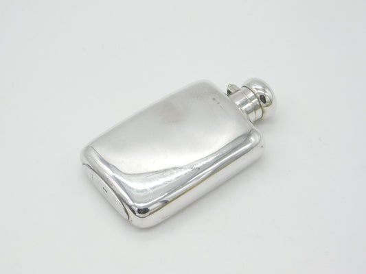 Edwardian Sterling Silver Hip Flask Antique 1903 Chester Marples & Beasley