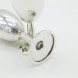 Pair of Sterling Silver Guilloche Enamel Floral Wine Goblets Vintage 1969 Birmingham