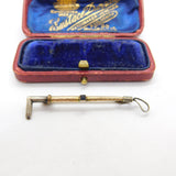 9ct Gold & Sterling Silver Hunting Riding Crop Brooch with Sapphire c1920