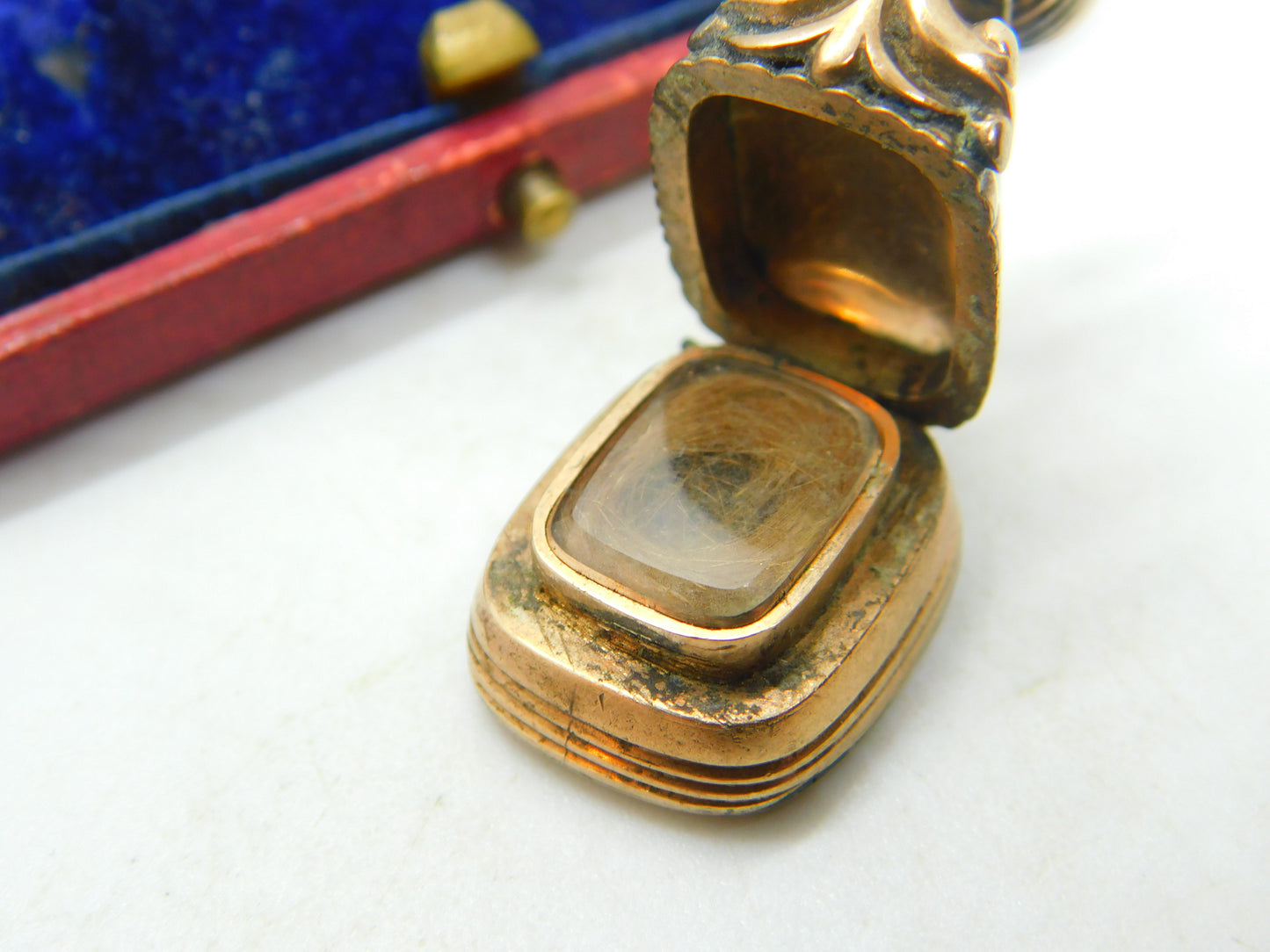 Victorian Rolled Gold Opening Mourning Fob With Carnelian Seal Antique c1860