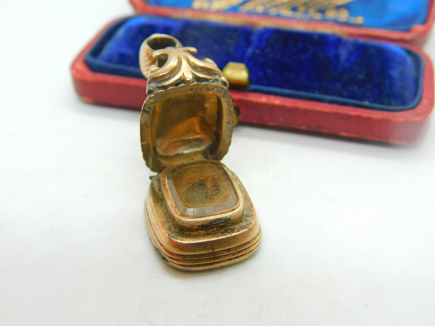 Victorian Rolled Gold Opening Mourning Fob With Carnelian Seal Antique c1860