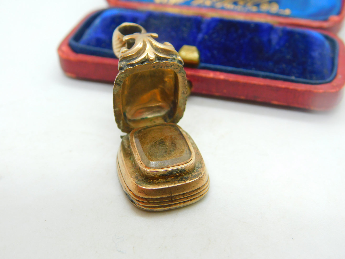 Victorian Rolled Gold Opening Mourning Fob With Carnelian Seal Antique c1860