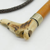 19th Century Ornate Carved Beagling Crop Whip & Dog Whistle Antique c1880