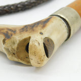 19th Century Ornate Carved Beagling Crop Whip & Dog Whistle Antique c1880