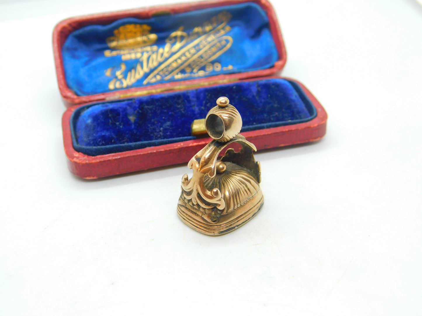 Victorian Rolled Gold Opening Mourning Fob With Carnelian Seal Antique c1860