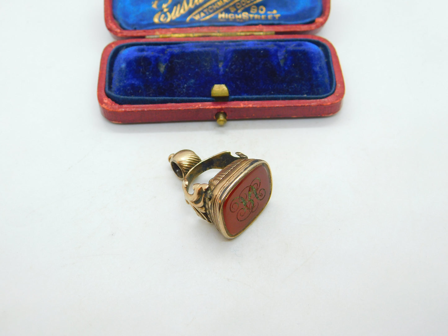 Victorian Rolled Gold Opening Mourning Fob With Carnelian Seal Antique c1860