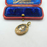 Victorian 9ct Gold & Enamel 'In Memory Of' Watercolour Miniature Locket Antique