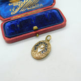Victorian 9ct Gold & Enamel 'In Memory Of' Watercolour Miniature Locket Antique