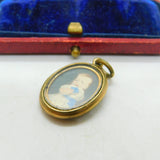 Victorian 9ct Gold & Enamel 'In Memory Of' Watercolour Miniature Locket Antique