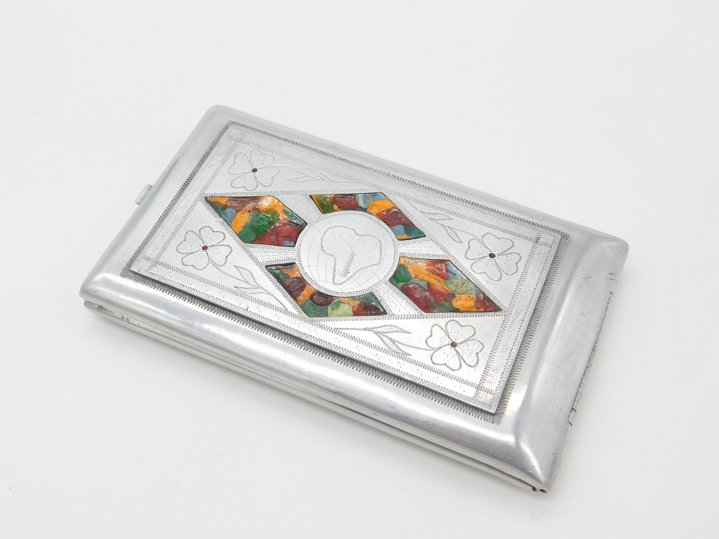 WWII-era Aluminium Colourful Enamel North Africa Egypt Cigarette Case c1940