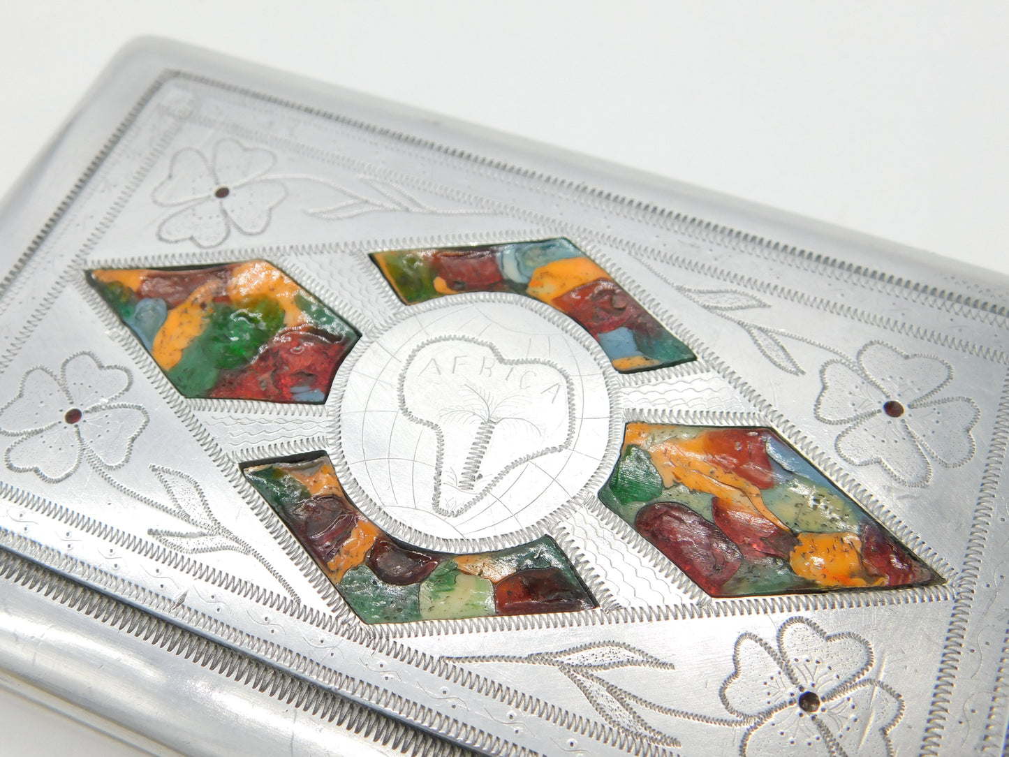 WWII-era Aluminium Colourful Enamel North Africa Egypt Cigarette Case c1940