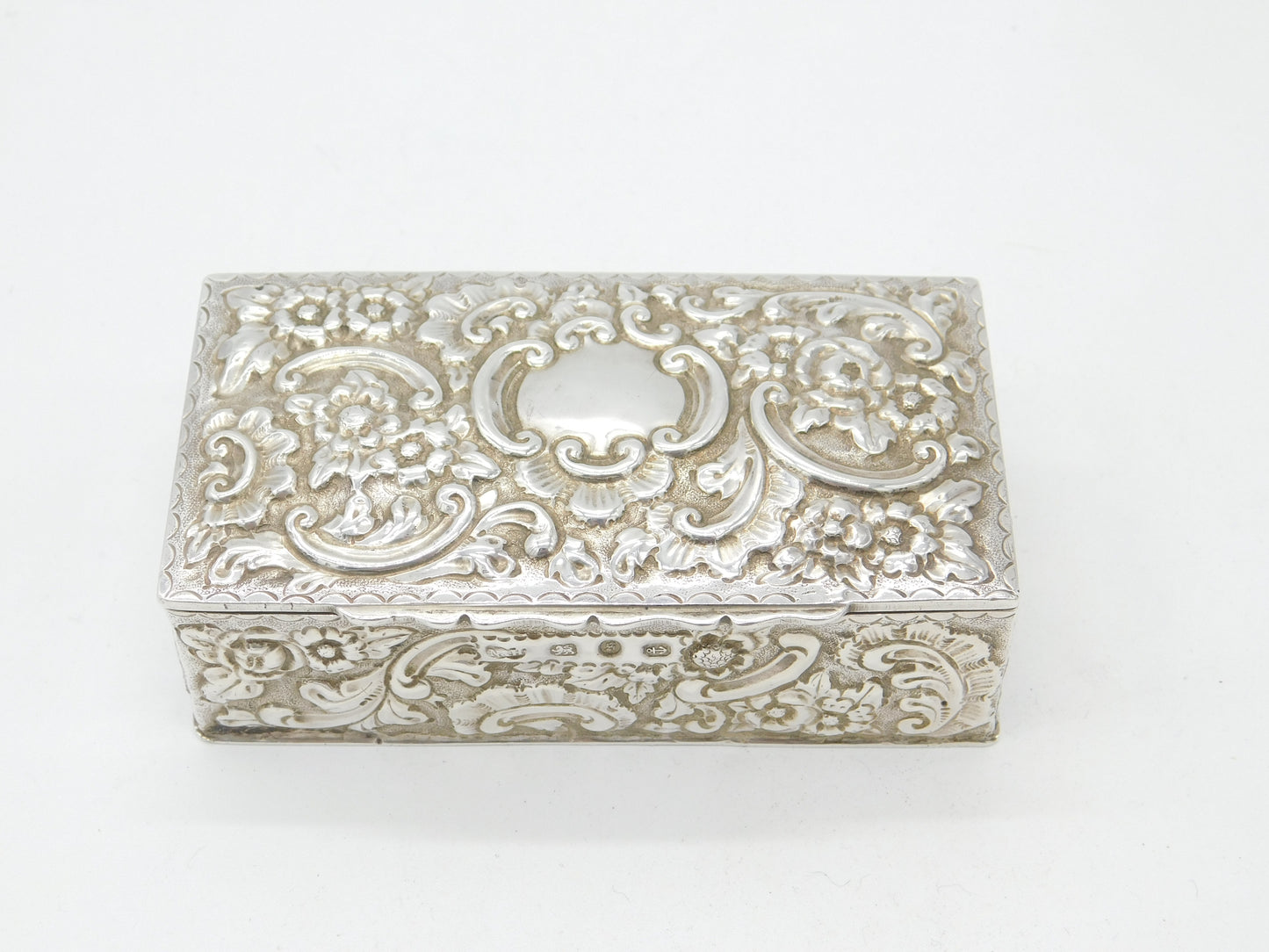 Victorian Sterling Silver Art Nouveau Repousse Box Antique 1892 Birmingham