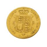 Queen Victoria 22ct Gold Shield-Back Half Sovereign Coin Antique 1858