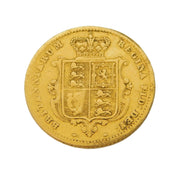 Queen Victoria 22ct Gold Shield-Back Half Sovereign Coin Antique 1858