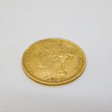 Queen Victorian 22ct Yellow Gold Shield-Back Half Sovereign Antique 1883