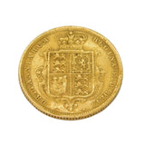 Queen Victorian 22ct Yellow Gold Shield-Back Half Sovereign Antique 1883