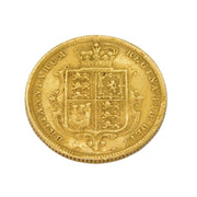 Queen Victorian 22ct Yellow Gold Shield-Back Half Sovereign Antique 1883
