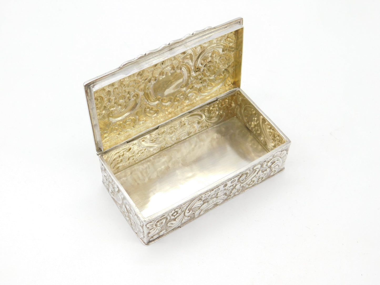 Victorian Sterling Silver Art Nouveau Repousse Box Antique 1892 Birmingham