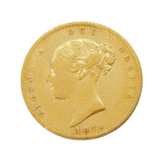 Queen Victoria 22ct Yellow Gold Shield-Back Half Sovereign Coin 1871 Antique