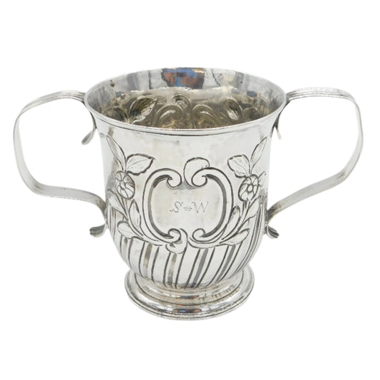 George III Sterling Silver Floral Pattern Loving Cup Antique 1767 London