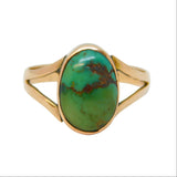 Victorian 9ct Rose Gold & Cabochon Cut Turquoise Dress Ring Antique c1890