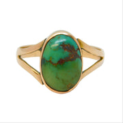 Victorian 9ct Rose Gold & Cabochon Cut Turquoise Dress Ring Antique c1890
