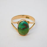 Victorian 9ct Rose Gold & Cabochon Cut Turquoise Dress Ring Antique c1890
